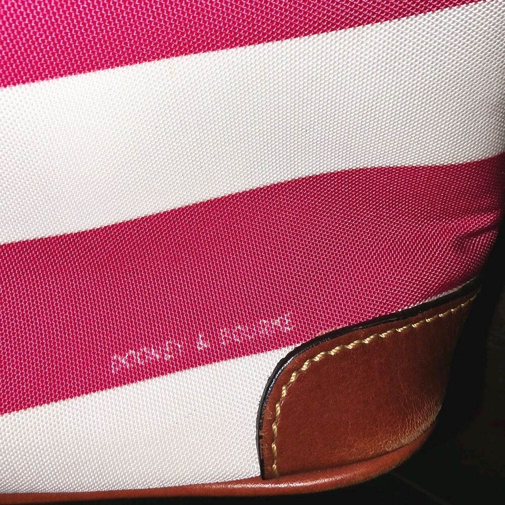 Dooney & Bourke Charleston Pink White Stripes Logo Zipper Top Shoulder Bag Purse - Picture 4 of 16